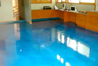 Blue concrete floor